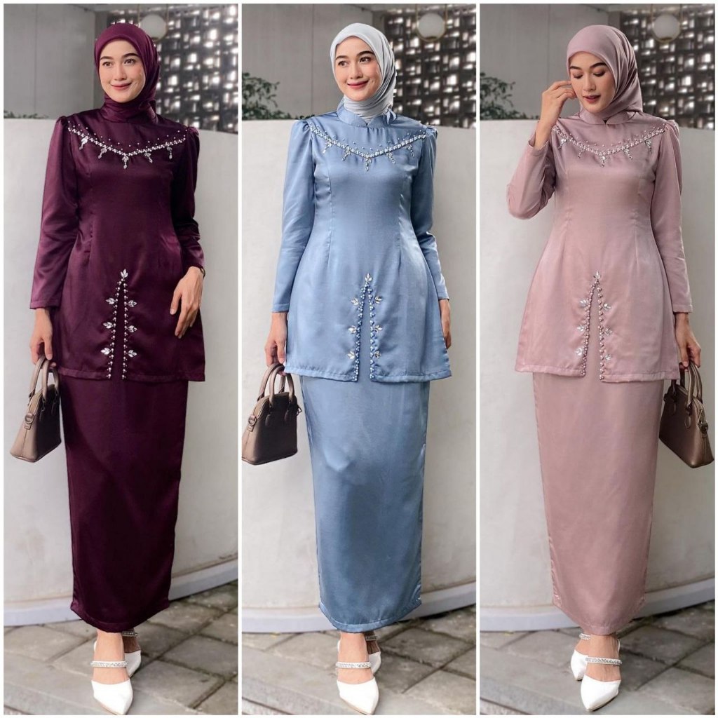 NEW Oneset Fayra Kurung Melayu Malaysia Dress Pesta Setelan Wanita Baju Kondangan Kekinian Full Payet 2024