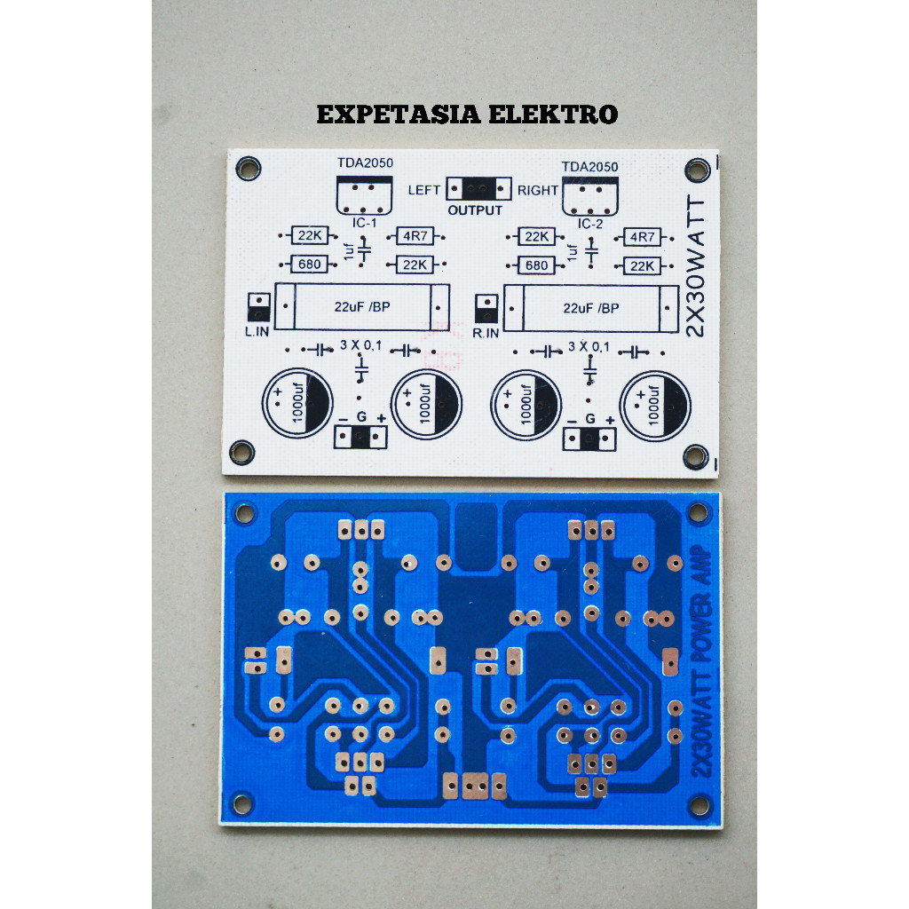 PCB Power Amplifier 2X30Watt Fiber TDA 2050