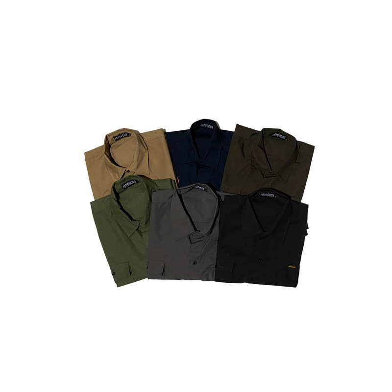 Fatgoods Kemeja Workshirt Pria Polos Cotton ripstok