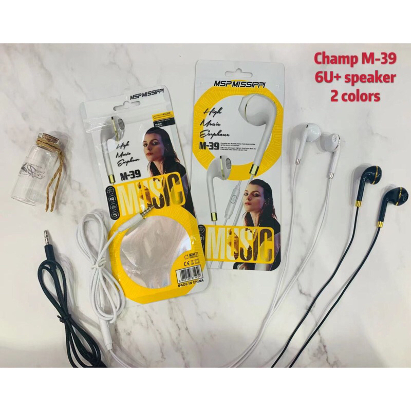 Headset Handsfree Stereo + Mic Earphone M39 bisa telepon dan dengar musik