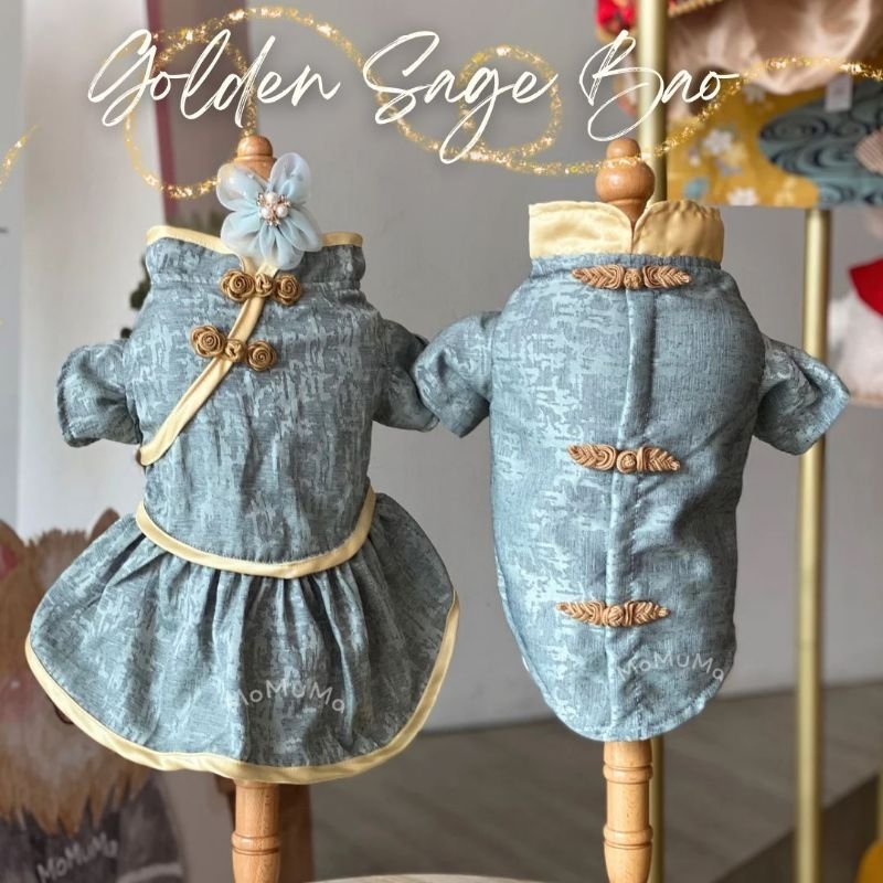 MOMUMA | golden sage qibao - dog cat clothing | baju imlek sangjit anabul