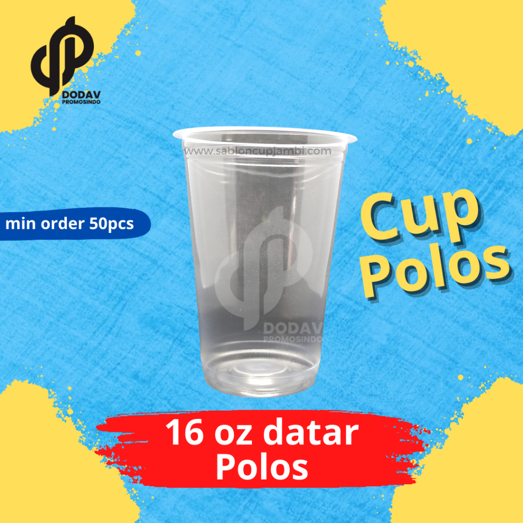 Gelas Cup Polos 16oz Datar Merk Polycup| Cup Plastik