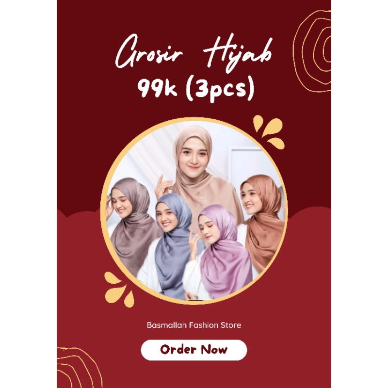 (Grosir 3pcs Hijab) Pashmina Silk Credenza Premium