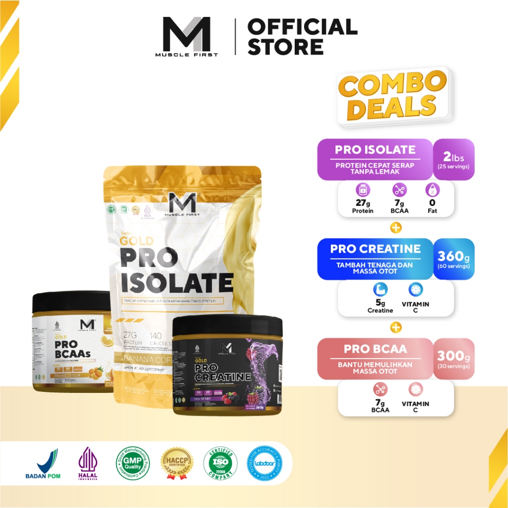 [BUNDLE] MUSCLE FIRST Isolate 2lbs + Creatine 360gr + BCAA 300gr