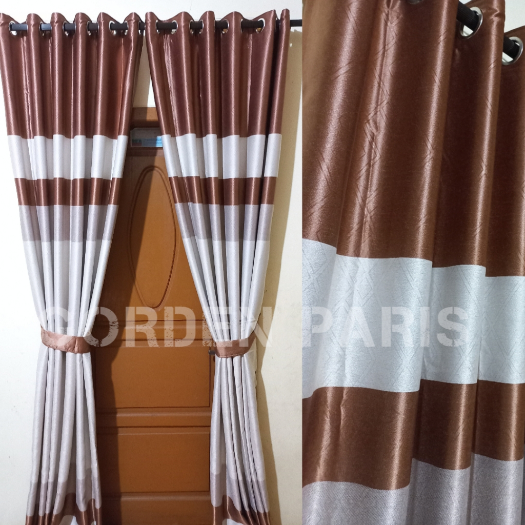 GORDEN JENDELA PINTU PANJANG PENDEK BLACKOUT IMPORT MOTIF MINIMALIS PELANGI 6 GELOMBANG 12 RING GORD