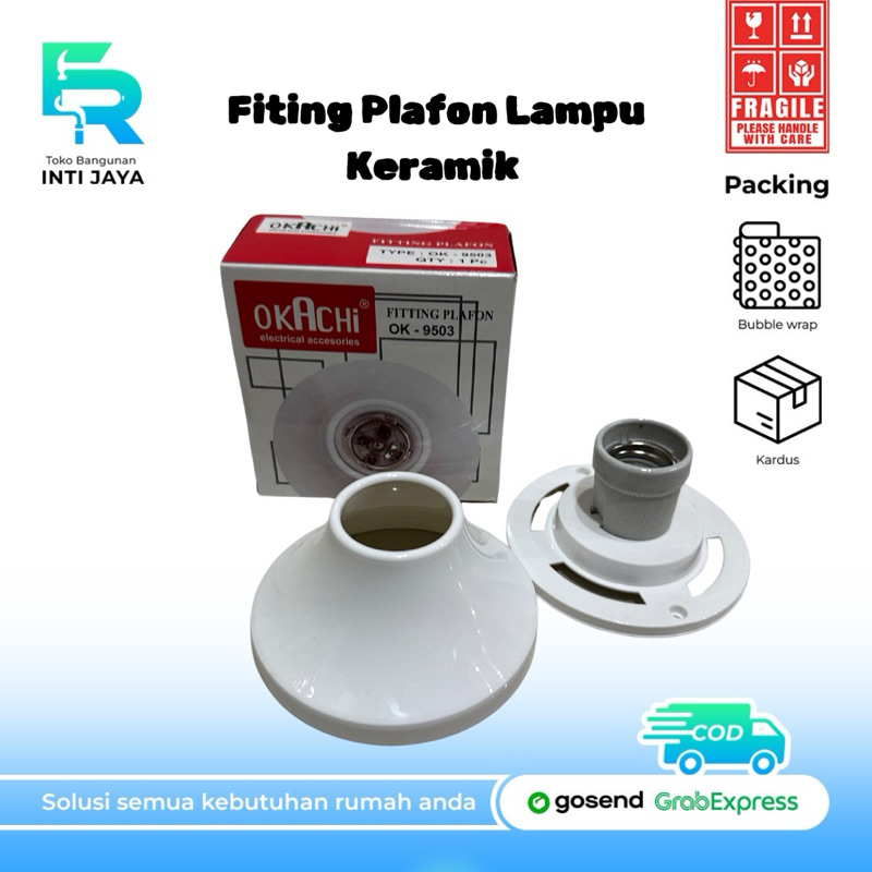 Fitting Plafon Lampu Tempel Okachi Keramik MURAH