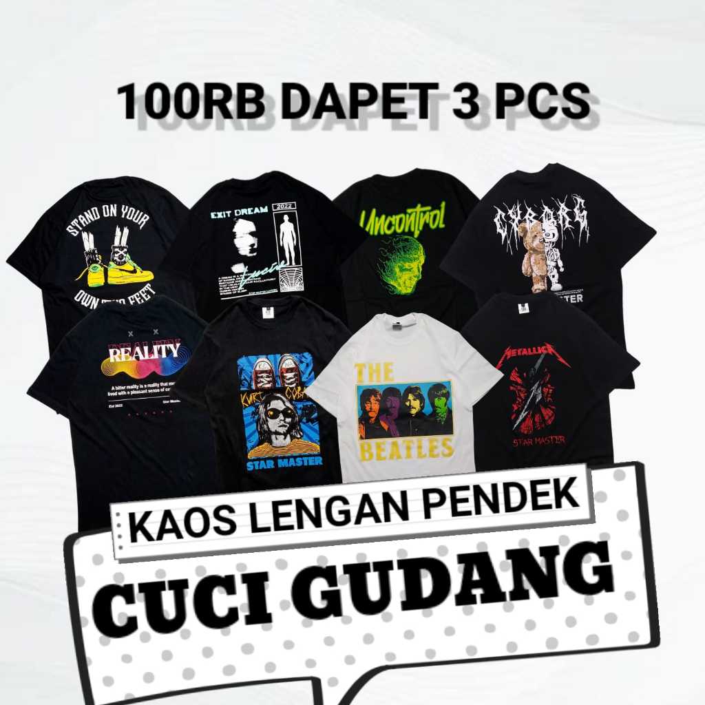 ( Paket Isi 3pcs ) Kaos Distro Kaos Pria Lengan Pendek Kaos Pria Wanita Semi Katun Kaos Obral Cuci G