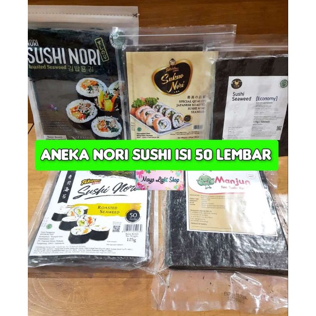

KODE M14E Nori sushi 5 lembar halal tokinori manjun sakao rumput laut sushi nori java kering dry seaweed murah dried seaweed manjun tokinori sakao sushi nori java halal