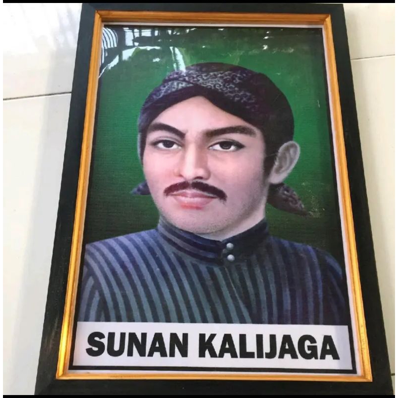 Hiasan dinding cetak poster Sunan Kalijaga plus bingkai UK 35 x52cm