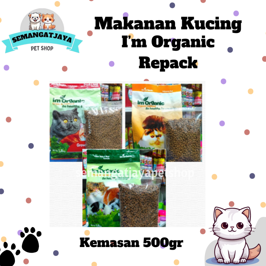 I'M ORGANIC REPACK 500gr - Makanan kucing /imo kbm/imo growth/imo best/500gr/repack/murah