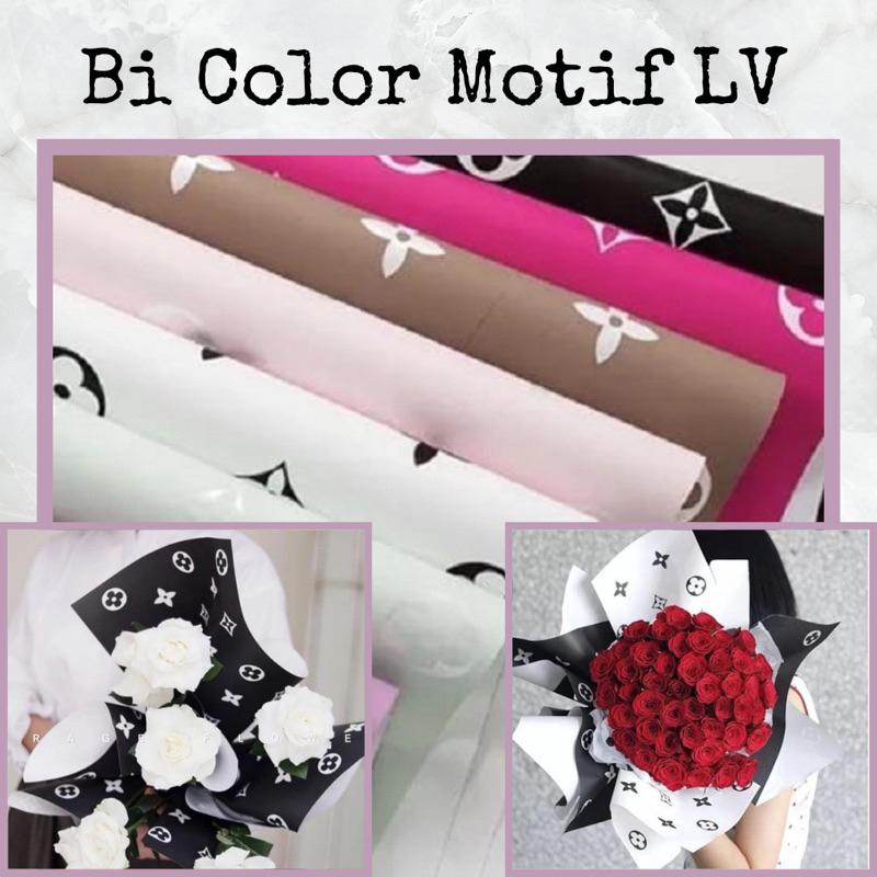 

Kertas Pembungkus Kado / Kertas Buket Bunga Dua Warna / BI Color Motif LV / Flower Wrapping Paper / Cellophane