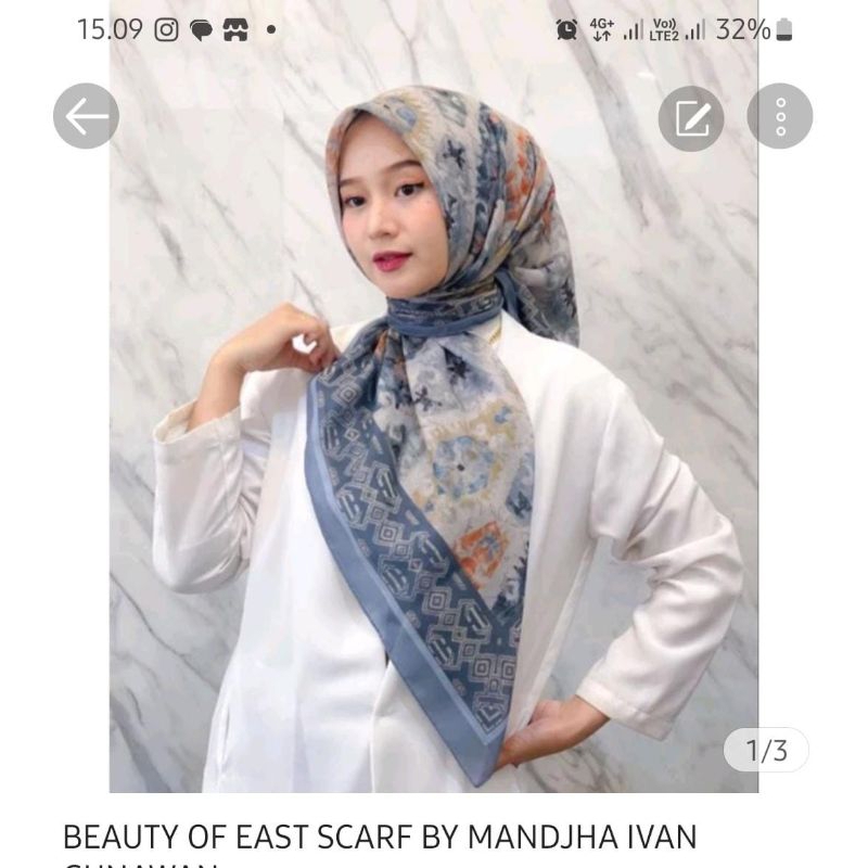 Mandjha Hijab Ivan Gunawan Fashion Scarf Original Motif Beauty Of East,Ready Banyak Motif Lainnya,Mi