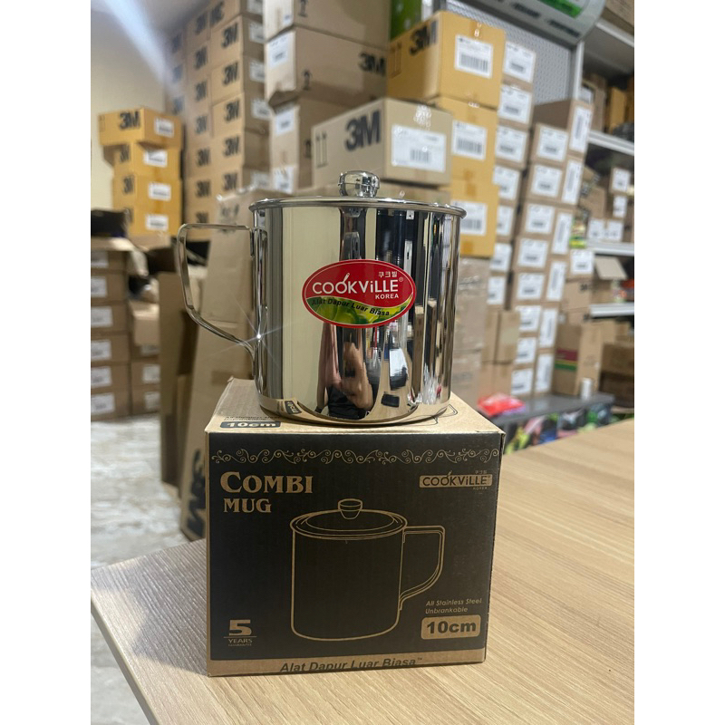 Cookville MUG W / cover korea stainless 10cm Gelas Stainless Cook ville Korea
