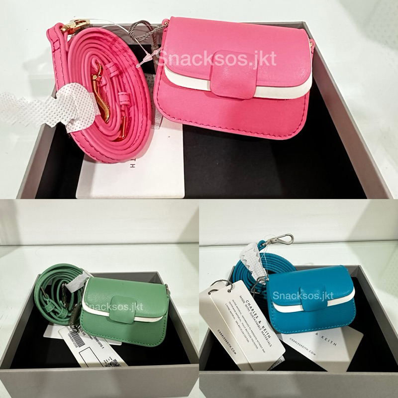 READY Charles and Keith Micro Koa Square Push-Lock Bag