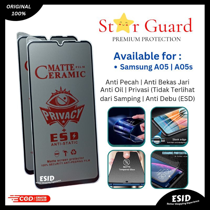 ❤️ 2 Pcs ❤️ Screen Protector Samsung A05 / A05s | Ceramics Matte Privacy | Anti Spy | Anti Intip | A