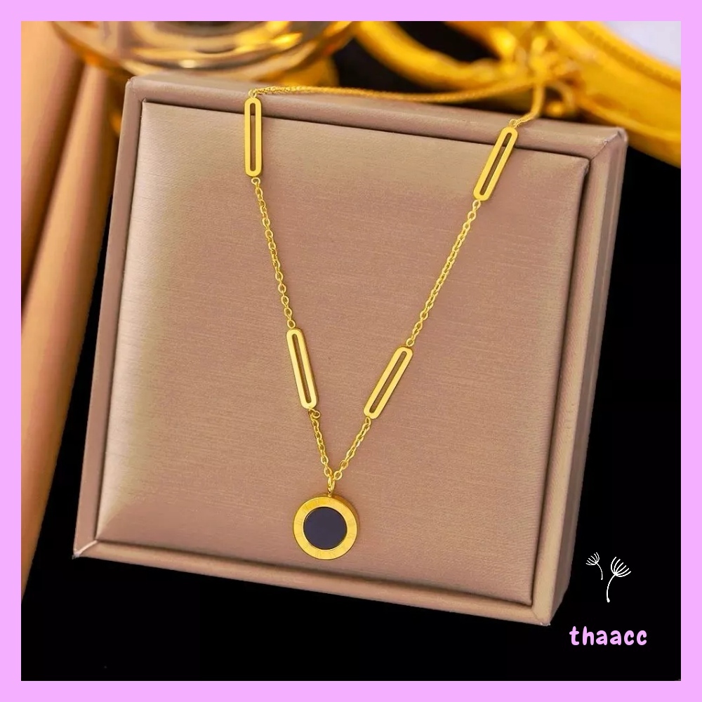 Kalung titanium wanita terbaru 2 warna hitam putih ( depan & belakang )