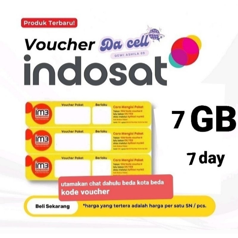 VOUCHER INDOSAT 7GB 7 Hari