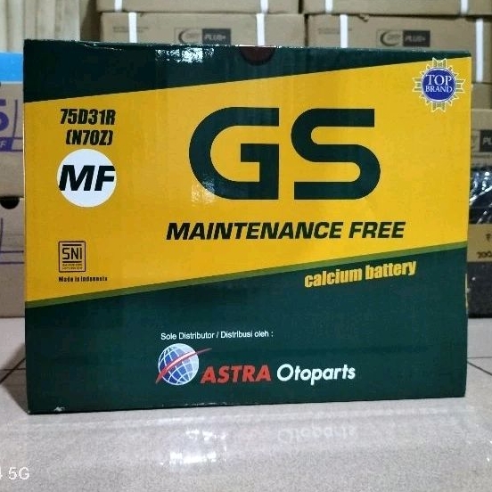 Aki Mobil Elf, L300, Traga, Truk Dyna, Hiace, H1 75D31R/N70Z GS ASTRA MF Aki kering