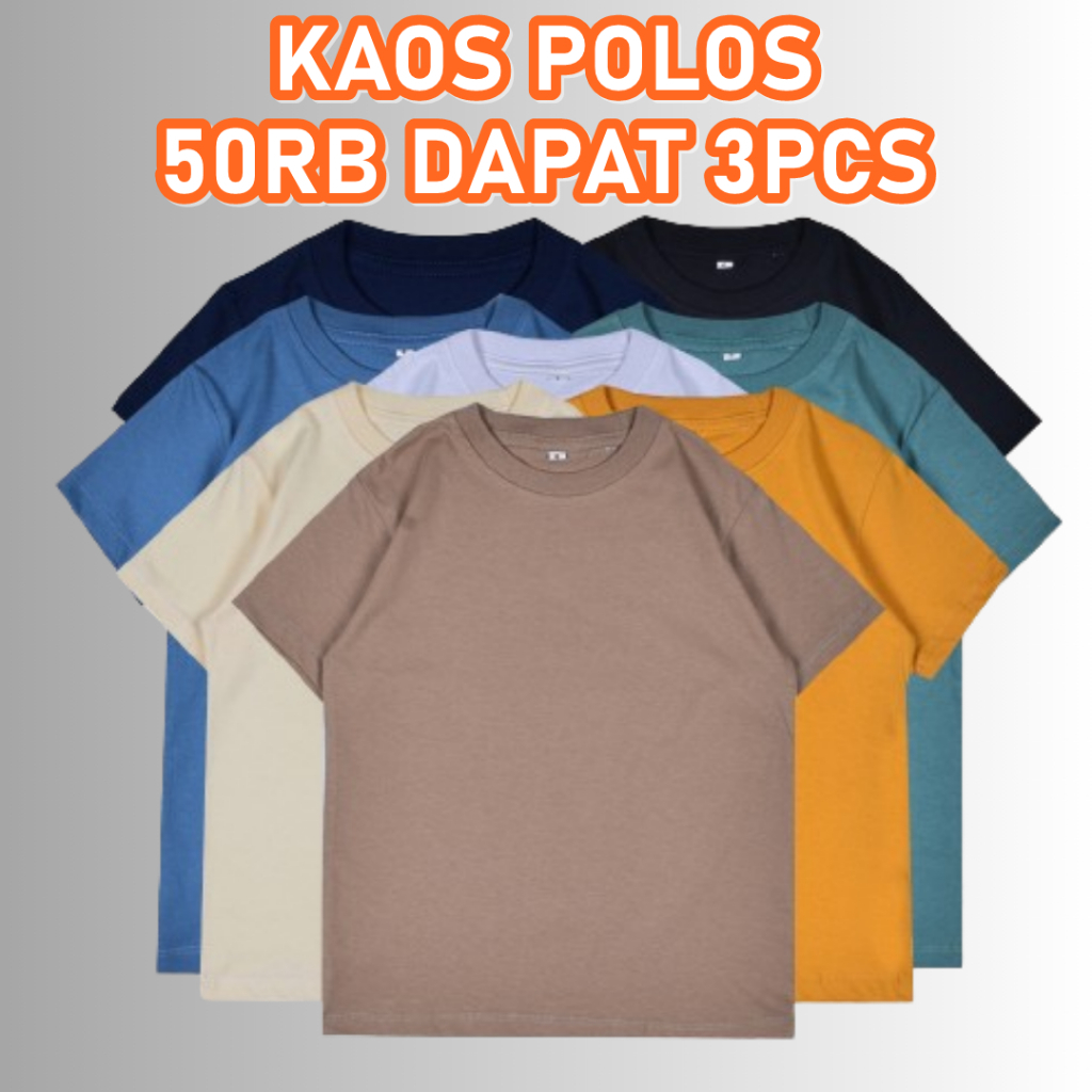 PAKET 3 KAOS  DISTRO POLOS TERMURAH/KAOS POLOS/BAJU POLOS/KAOS POLOS TERMURAH