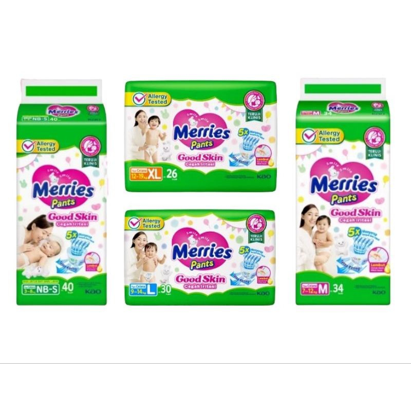[ Termurah Makassar ] Popok Merries Pants Good Skin XL26 L30 M34 NB-S40