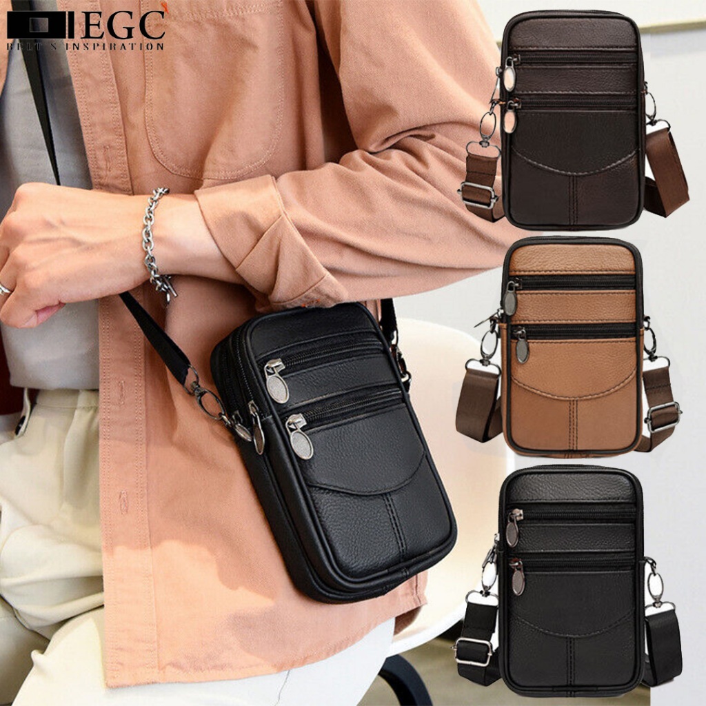 TAS SLEMPANG PRIA BAHAN KULIT/ TAS UNTUK HP DAN TAS SABUK - 807