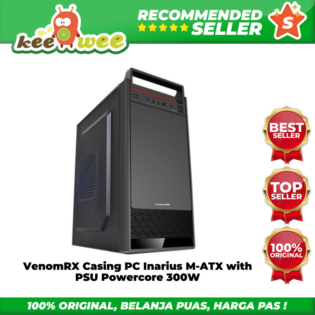 VenomRX Casing PC Inarius M-ATX with PSU Powercore 300W