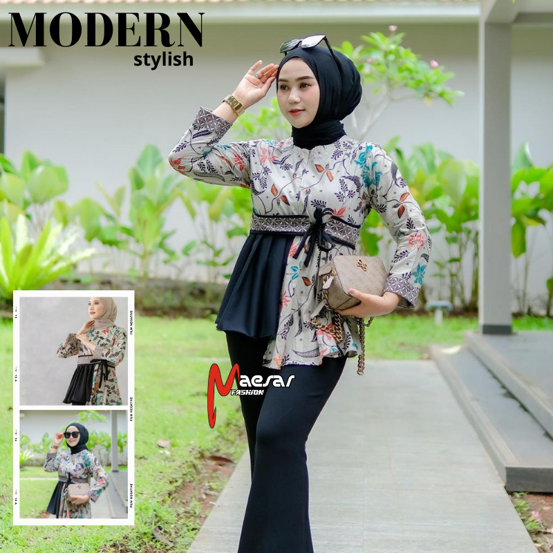 Baju Batik Couple Wanita modern Lengan Panjang /Baju batik jumbo Batik couple modern - Atasan batik 
