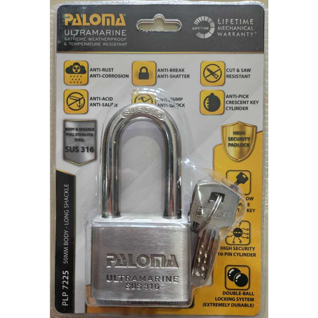 PALOMA PLP 7225 GEMBOK ULTRAMARINE SUS 316 50MM BODY - LONG SHACKLE