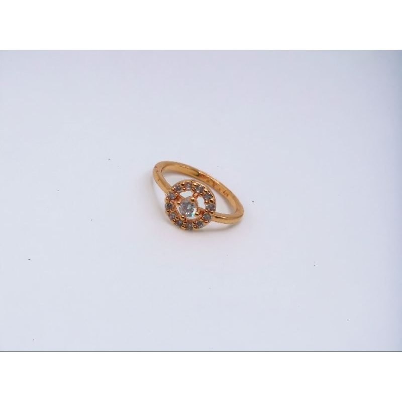 cincin wanita polos bulat mata putih lapis emas