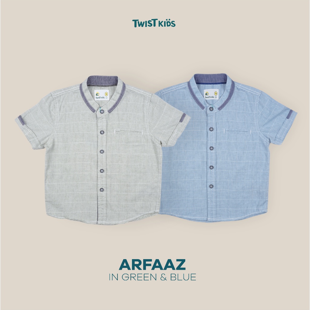 Twist Kids - Arfaaz NC, Baju Lebaran Anak Laki-Laki 2025 Koko Motif Stripe Lengan Pendek