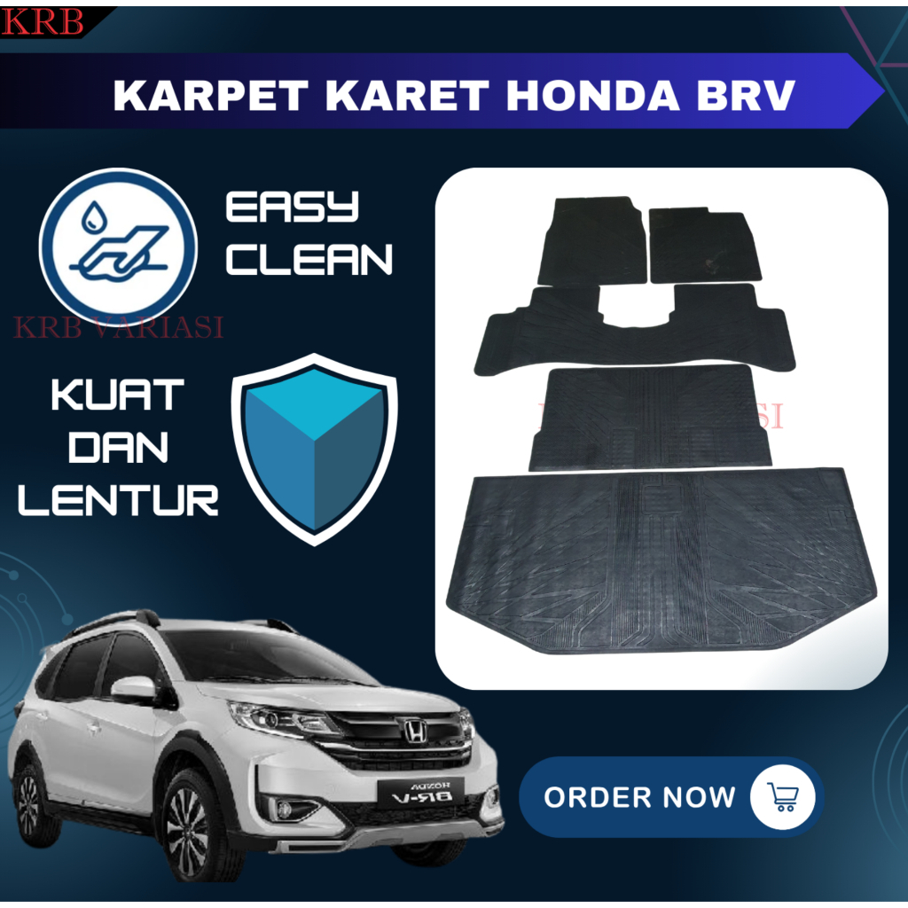Karpet Karet Alas Lantai Mobil Honda BRV BR-V 1 Set Fullset 2015 - 2021 Karpet Karet BRV New