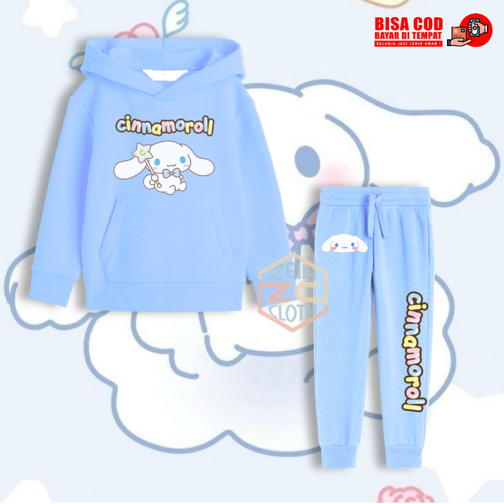 Setelan Hoodie Anak Cinnamoroll / Set Anak Cinnamoroll