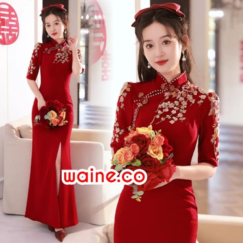 Premium Cheongsam Sangjit Dress Waine.co S M L Import
