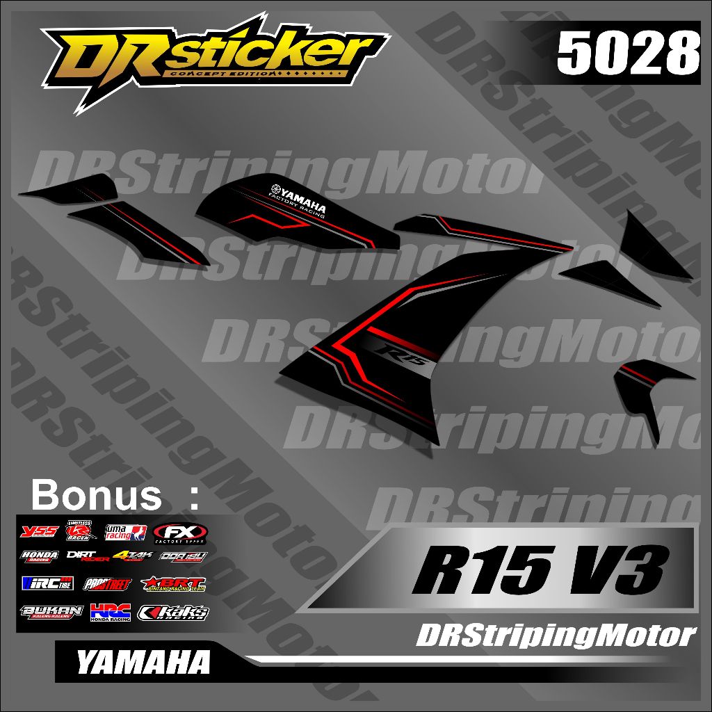 Striping Yamaha R15V3 Edisi 2 Stiker Ori Sticker Motor R15 V3 Simple Striping Motor
