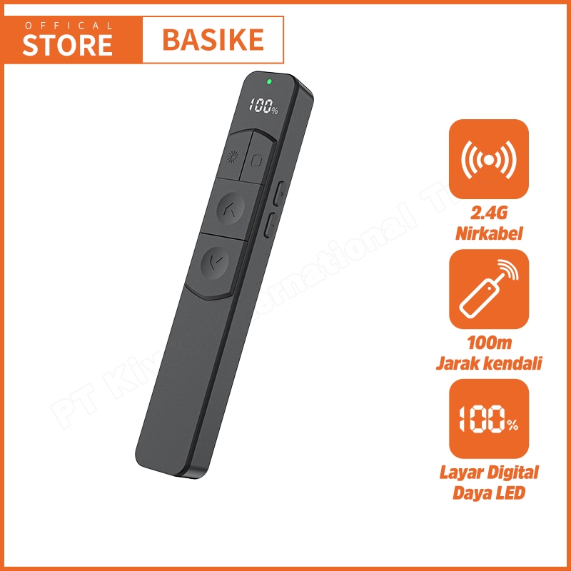 (HOT)BASIKE Pointer Presentasi Wireless Finger Digital Baterai Bawaan PPT Presenter Page Turning Pen