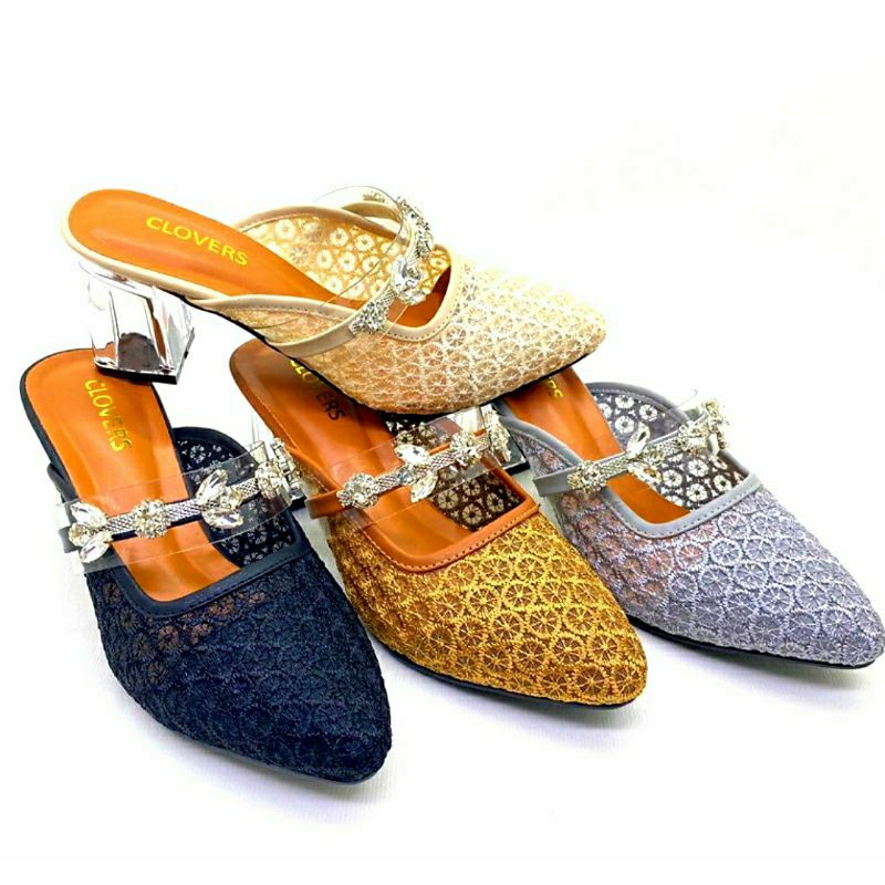 sendal pesta/sendal pesta terbaru/sendal pesta wanita/sendal formil/sendal hak kaca/sendal kaca impo