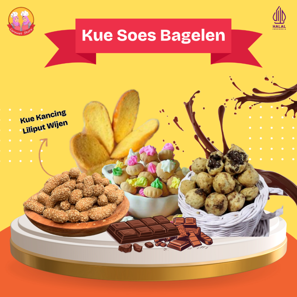Kue Soes cokelat lumer mini/Roti Kering bagelen Butter Keju Kue Kancing Liliput Wijen Wafer Roka per