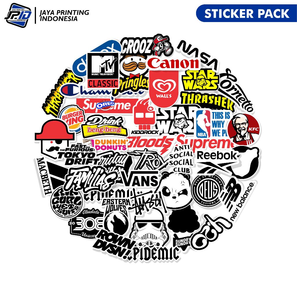 120 Pcs Sticker Pak Distro Logo Brand Stiker Brand Distro