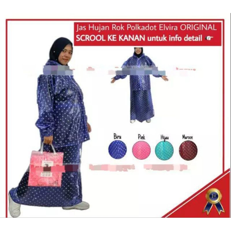 Jas hujan rok polkadot