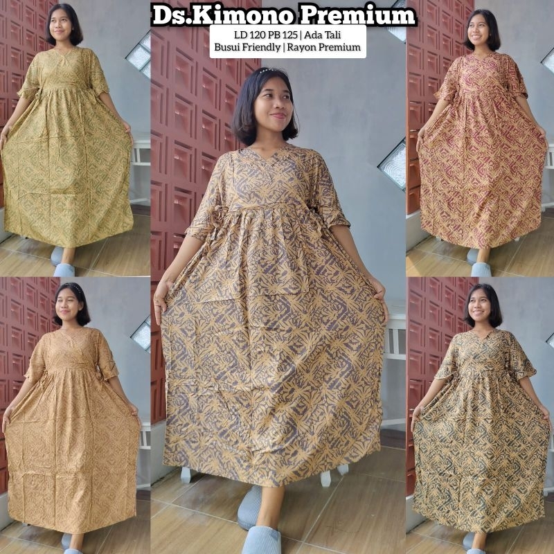 Daster Kimono Panjang Lengan Lonceng Motif Bunga Rayon premium LD 120