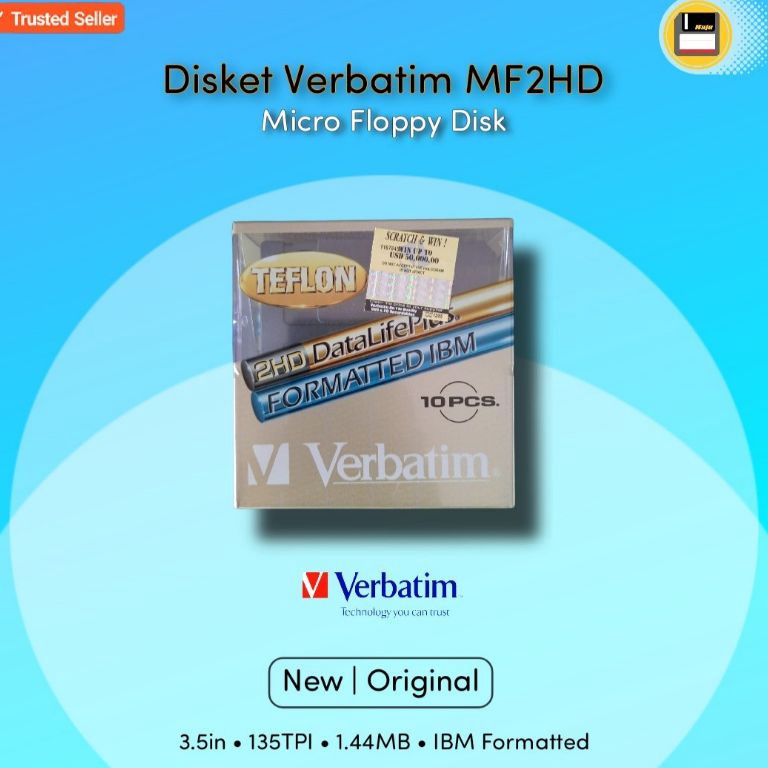 KODE J22N Disket Verbatim 2HD Gold Floppy Disk Diskettes
