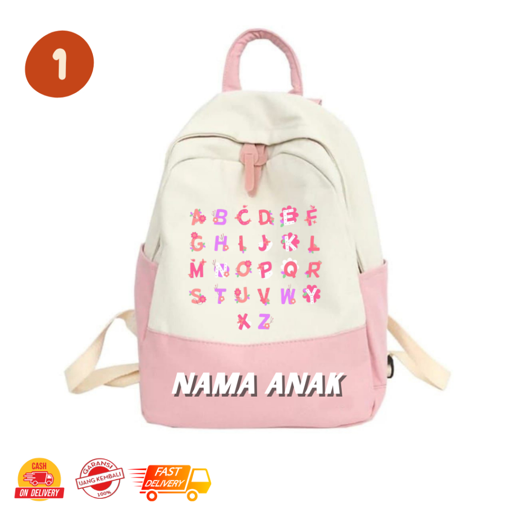 MamacaBagz / Alpabhet Abjad - Tas Ngaji Anak - Tas Anak Muslim - Tas Ransel Custom Anak - Tas Ransel