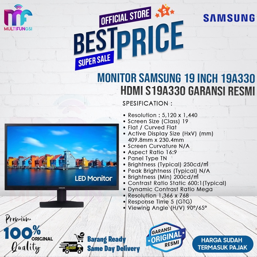 KODE M24W Monitor Samsung 19 inch 19A33 HDMI S19A33 Garansi Resmi