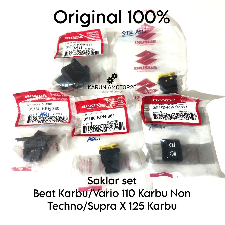 Saklar Tombol Set Beat Karbu/Vario 110 Karbu/Supra X 125 Original 100%
