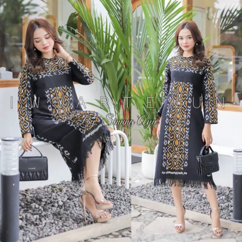 BAJU TENUN WANITA,DRESS TENUN ETNIK, DRESS KERJA, DRESS KONDANGAN