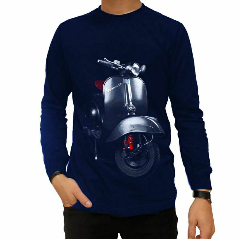 Kaos Distro Pria Lengan Panjang Original terbaru Vespa Silver Baju Cowok Dewasa Keren Kekinian Terba