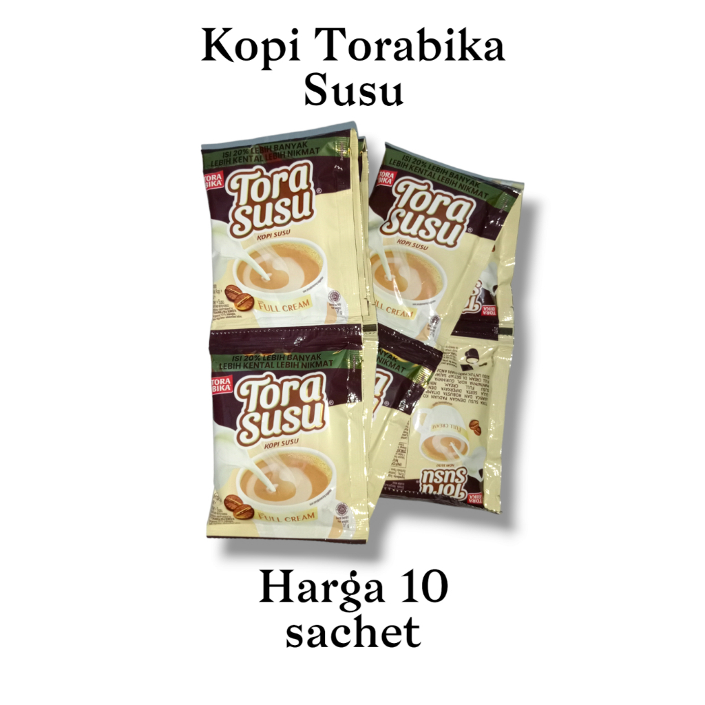 

Kopi Torabika [TORA SUSU] FULL CREAM kopi + gula + krimer + susu 10 sachet x 31 gr kopi / coffe / kopisusu / full cream / tora susu / torabika