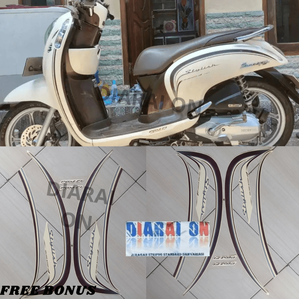 Striping Stiker Honda Scoopy 2016 Stylish - Scoopy Stylish Putih Crem Murah
