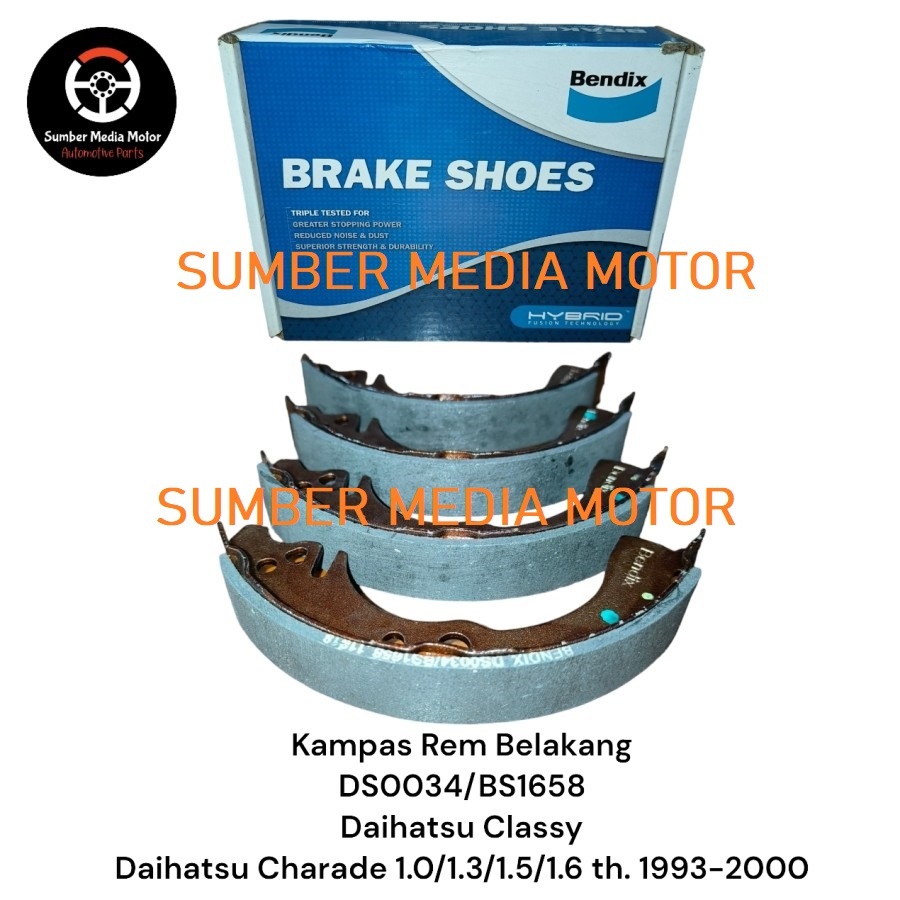 Bendix Kampas Rem Belakang Brake Shoe DS0034 BS1658 Daihatsu Classy, Daihatsu Charade