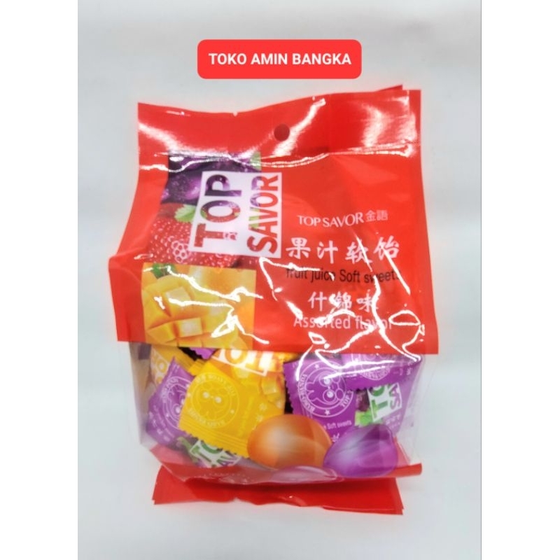 

Permen Jelly Aneka Rasa Buah (Mangga, Anggur, Strawberry) Top Savor Kemasan 320 Gram